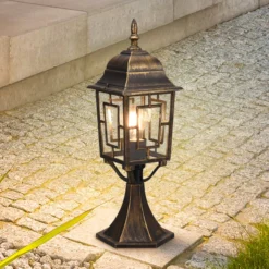 Sockelleuchte Volturno, rostfarben, Höhe 47 cm, Aluminium