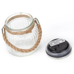 Solarbetriebene LED-Tischleuchte Jar aus Glas