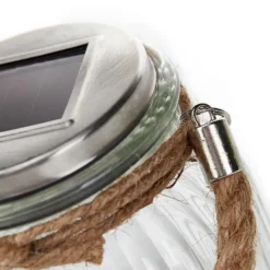 Solarbetriebene LED-Tischleuchte Jar aus Glas