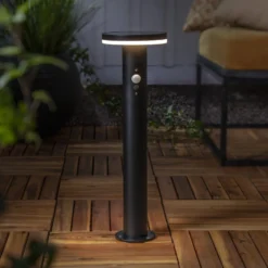 Solar-LED-Sockelleuchte Valletta Sensor schwarz Metall 50 cm