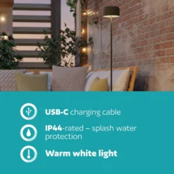 Solar-LED-Terrassenlampe Roccanova-L, grün, Höhe 120 cm