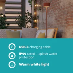 Solar-LED-Terrassenlampe Roccanova-L orangefarben Höhe 120cm
