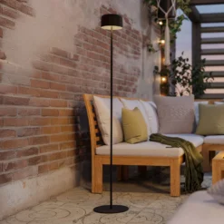 Solar-LED-Terrassenlampe Roccanova-L, schwarz, Höhe 120 cm