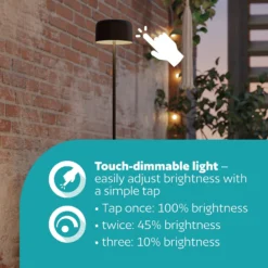 Solar-LED-Terrassenlampe Roccanova-L, schwarz, Höhe 120 cm