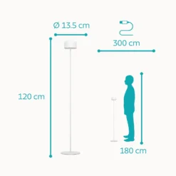 Solar-LED-Terrassenlampe Roccanova-L, weiß, Höhe 120 cm