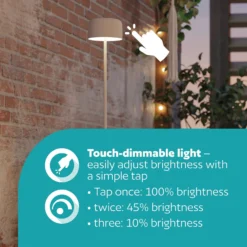 Solar-LED-Terrassenlampe Roccanova-L, weiß, Höhe 120 cm