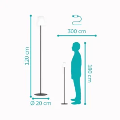 Solar-LED-Terrassenlampe Scordiano-L, schwarz, Höhe 120 cm