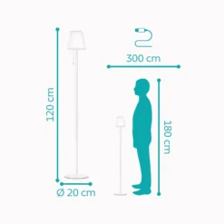 Solar-LED-Terrassenlampe Scordiano-L, weiß, Höhe 120 cm