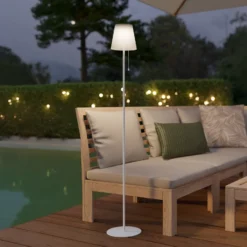 Solar-LED-Terrassenlampe Scordiano-L, weiß, Höhe 120 cm