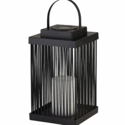 Solar-LED-Terrassenleuchte Sophelia, 26cm, schwarz, Rattan