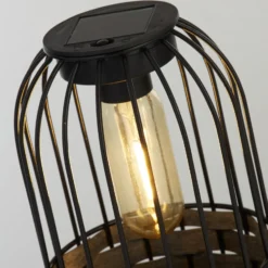 Solar-LED-Terrassenleuchte Tahoa, 26cm, grau, Rattan, IP44