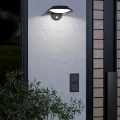 Solar-LED-Wandlampe Cerrisi, Breite 10,5 cm, schwarz, Sensor