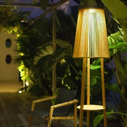 Solar-Stehleuchte Tecka mit Sensor, teak