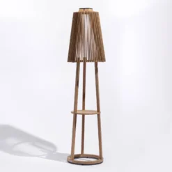 Solar-Stehleuchte Tecka mit Sensor, teak
