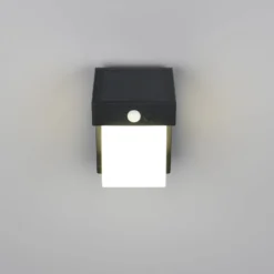 Solar-Wandleuchte Colombo, schwarz matt, Höhe 14 cm, Sensor