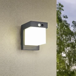 Solar-Wandleuchte Colombo, schwarz matt, Höhe 14 cm, Sensor