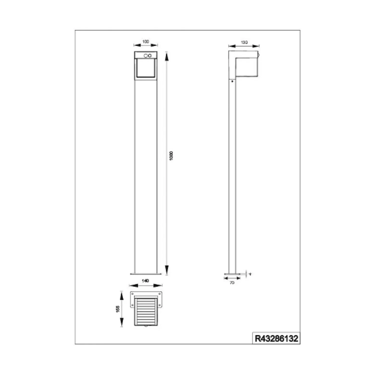 Solar-Wegeleuchte Colombo, schwarz matt, Metall, Höhe 100 cm