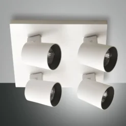 Spot Modo, 4-flammig, weiß, Zierringe, GU10, Aluminium