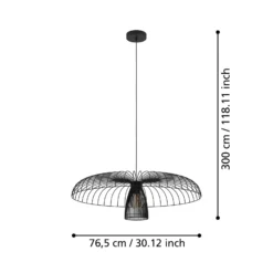 Stars of Light Hängelampe Champerico, schwarz Ø 77 cm Glas