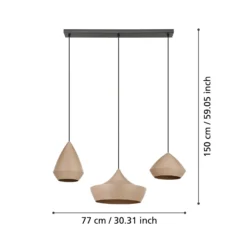 Stars of Light Hängeleuchte Torremolinos, beige 93 cm 3-flg.