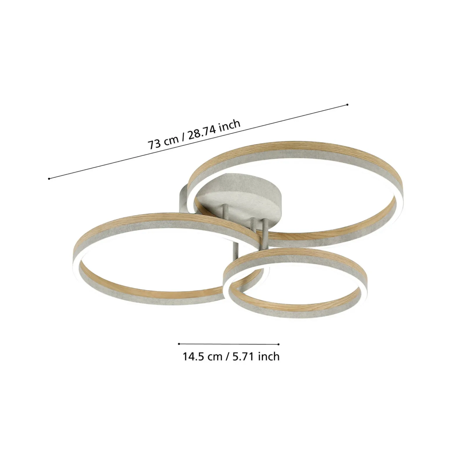 Stars of Light LED-Deckenlampe Cadinaro grau/holz 73cm dim