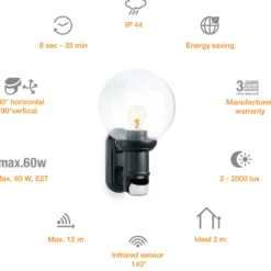 STEINEL L 560 S Sensor-Außenwandlampe schwarz