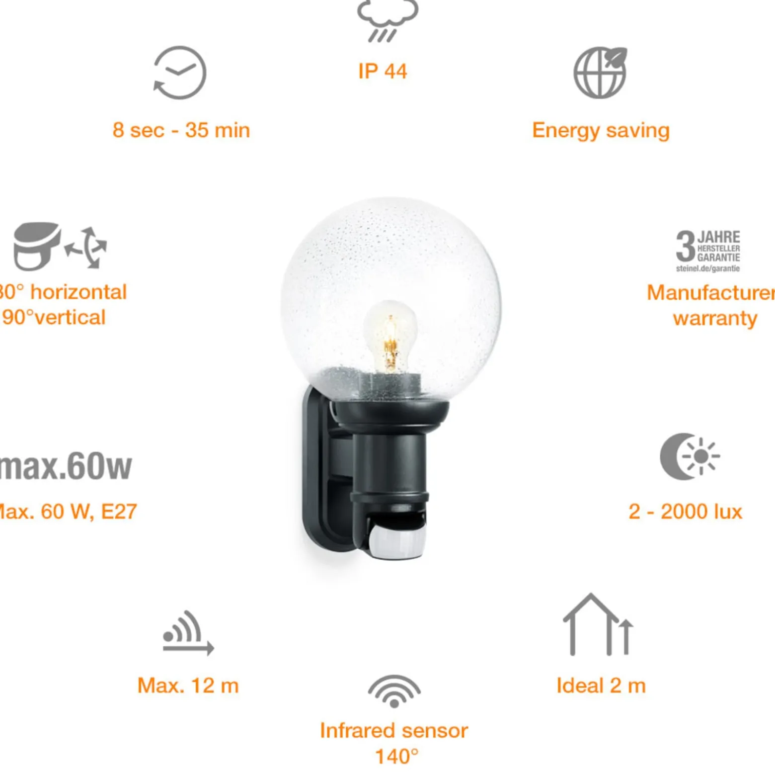 STEINEL L 560 S Sensor-Außenwandlampe schwarz