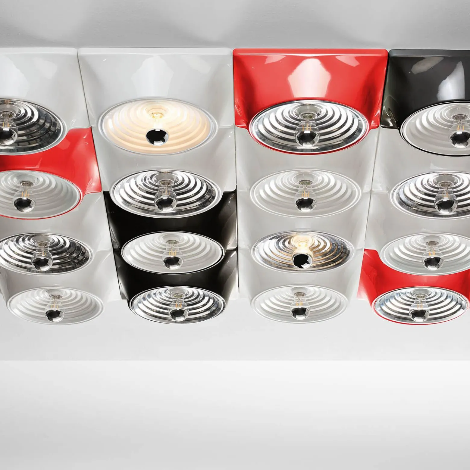 Stilnovo Deckenlampe Goletta, weiß glänzend/aluminiumfarben