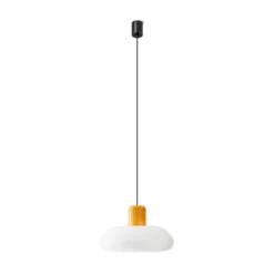 Stilnovo LED-Hängelampe Trepiù, weiß/gelb, Ø 40 cm, Metall