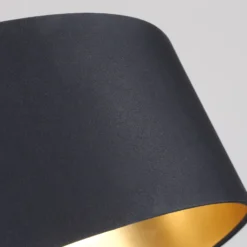 Stoff-Deckenlampe Coleen in Schwarz, innen gold