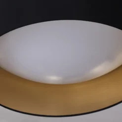 Stoff-Deckenlampe Coleen in Schwarz, innen gold