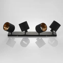 Stoff-Deckenlampe Vasilia in Schwarz-Gold, 4-fl.