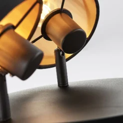 Stoff-Deckenlampe Vasilia in Schwarz-Gold, 3-fl.