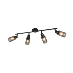 Strahler Mars, Länge 82 cm, schwarz matt, 4-flg., Metall E14