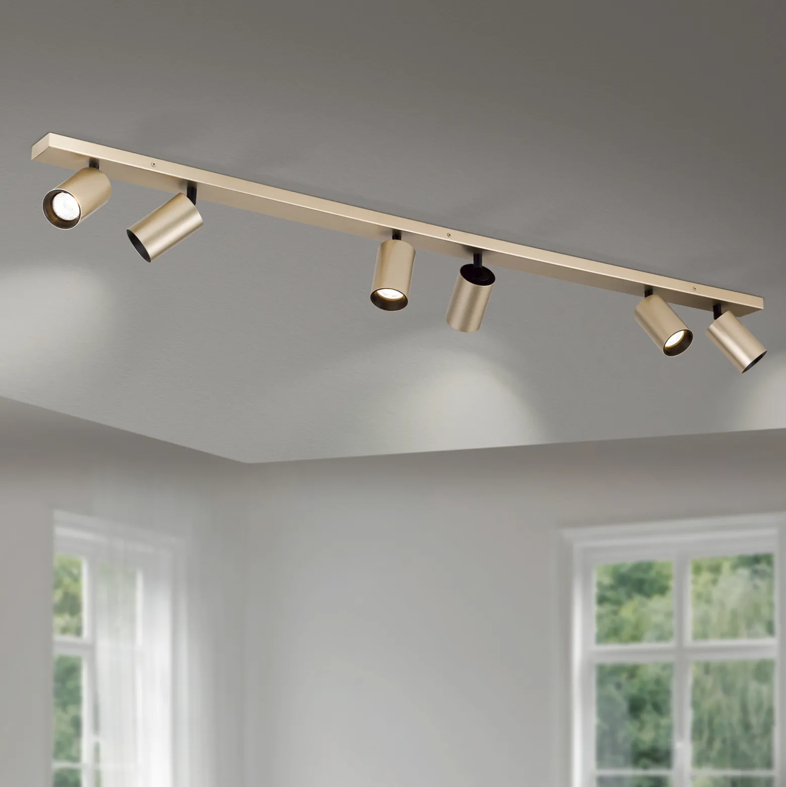 Strahler Sean, 6-flg., goldfarben, Metall, schwenkbar