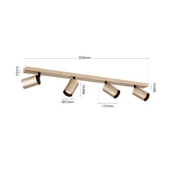 Strahler Sean, 4-flg., goldfarben, Metall, schwenkbar