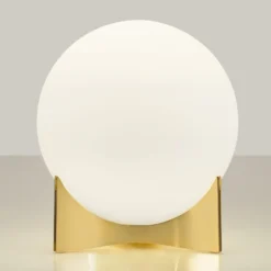 Terzani Tischleuchte Oscar, goldfarben, Ø 20 cm, Opalglas