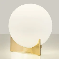 Terzani Tischleuchte Oscar, goldfarben, Ø 20 cm, Opalglas