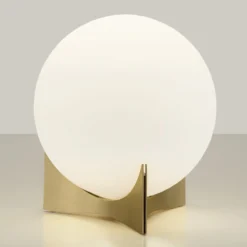 Terzani Tischleuchte Oscar, messingfarben, Ø 20 cm, Opalglas