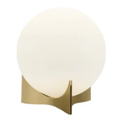 Terzani Tischleuchte Oscar, messingfarben, Ø 20 cm, Opalglas