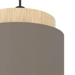 Textil-Hängelampe Albariza, cappuccinofarben, Stoff, 3-flg.
