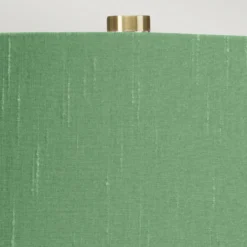Textil-Tischlampe Isla messing antik/grün