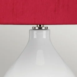 Textil-Tischlampe Isla nickel poliert/rot