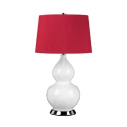 Textil-Tischlampe Isla nickel poliert/rot