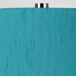 Textil-Tischlampe Isla nickel poliert/türkis