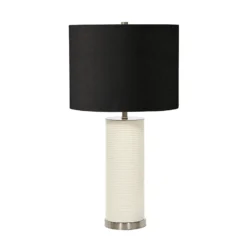 Textil-Tischlampe Ripple Fuß weiß/Schirm schwarz