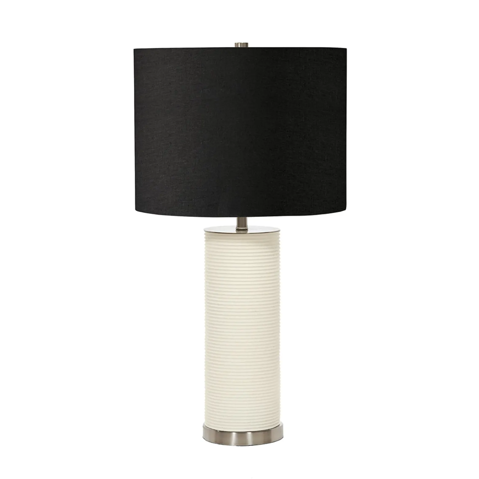 Textil-Tischlampe Ripple Fuß weiß/Schirm schwarz