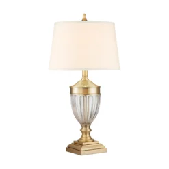 Textil-Tischleuchte Dennison 1 brushed brass