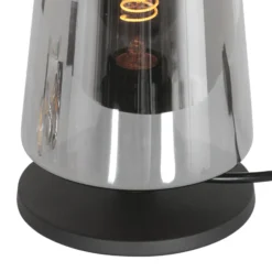 Tischlampe Ancilla, schwarz/rauch, 26 cm, Metall, Glas, E27