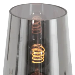 Tischlampe Ancilla, schwarz/rauch, 26 cm, Metall, Glas, E27